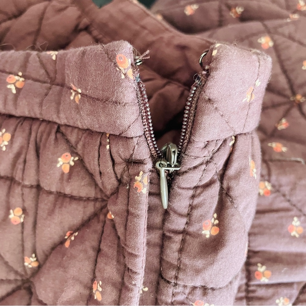 Madewell Quilted Crinkle Floral Midi Skirt - Brown Chocolate Raisin - Picture 8 of 8